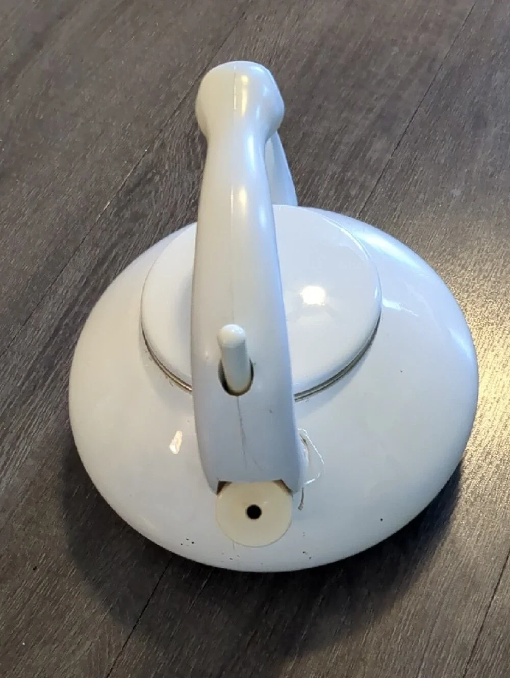 Vintage 90s Swan Whistling Tea Kettle M. Kamenstein White Enamel Teapot
